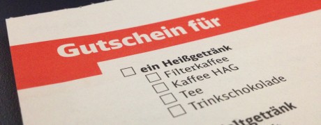 Gutschein der DB für einen Kaffee